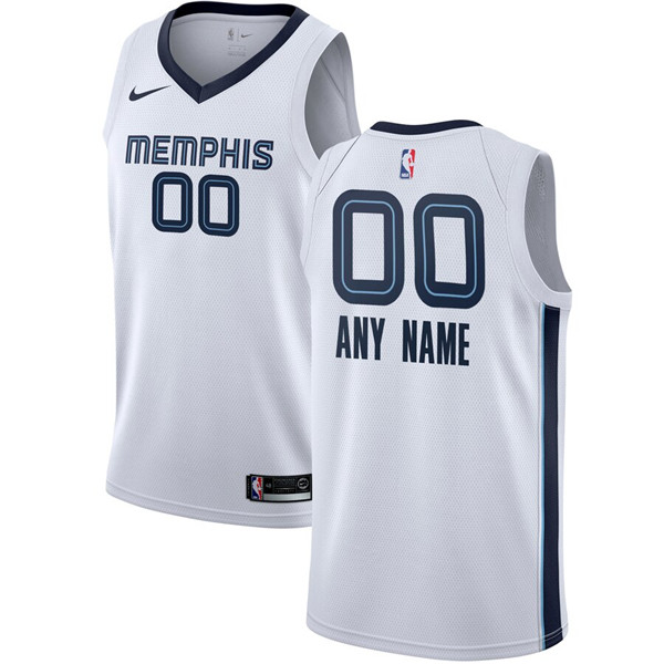 Men's Memphis Grizzlies Active Player White Custom Stitched NBA Jersey